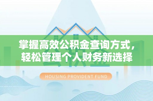 荥经掌握高效公积金查询方式，轻松管理个人财务新选择