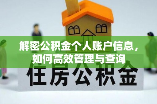 荥经解密公积金个人账户信息，如何高效管理与查询