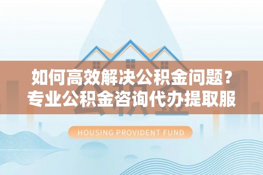 荥经如何高效解决公积金问题？专业公积金咨询代办提取服务来帮你