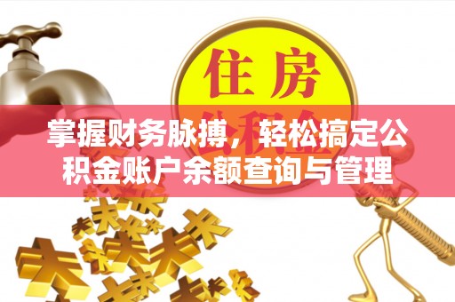 荥经掌握财务脉搏，轻松搞定公积金账户余额查询与管理